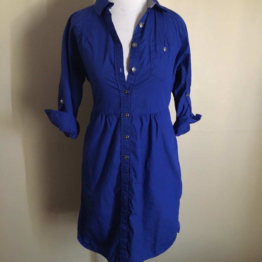 Anthropologie Odille shirt dress in royal blue